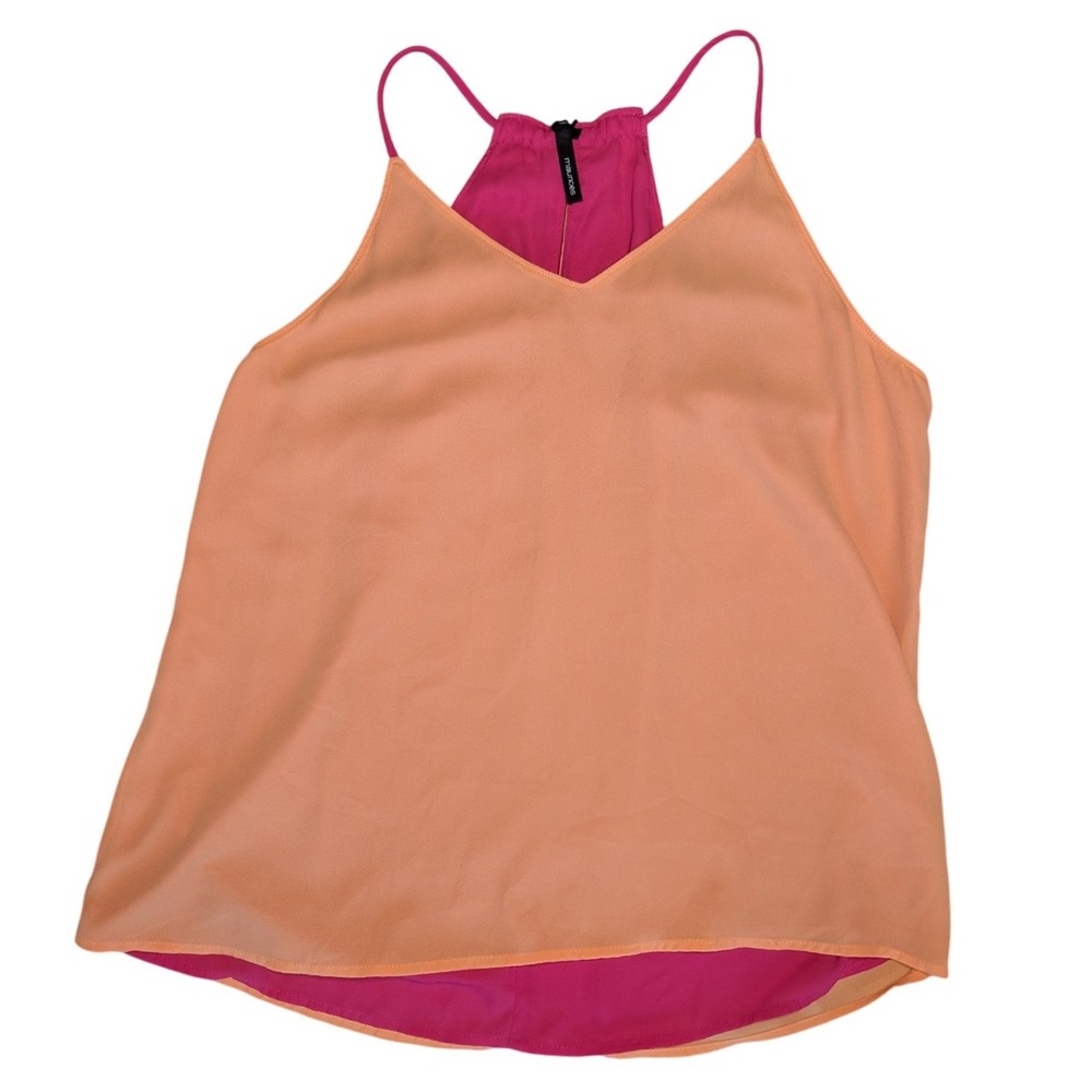 Maurices Large Reversible Tank Pink Orange Loose Fit Top Sleeveless